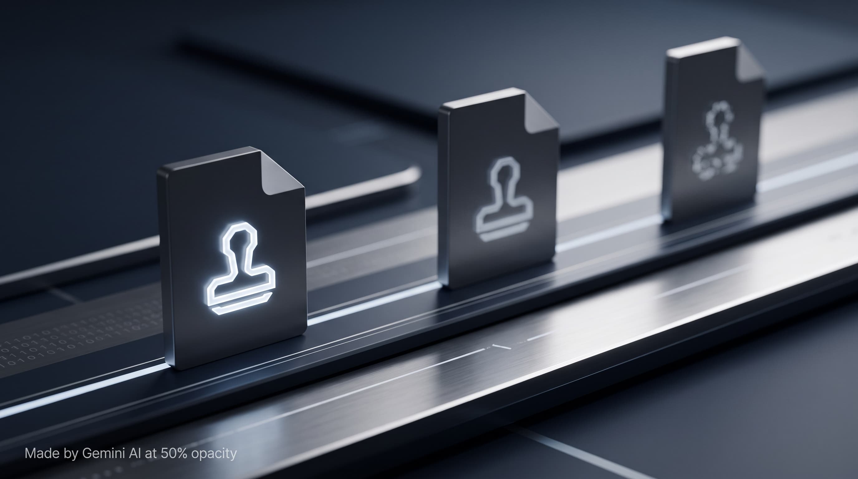 Digital file passing between platforms with its AI provenance marker fading away