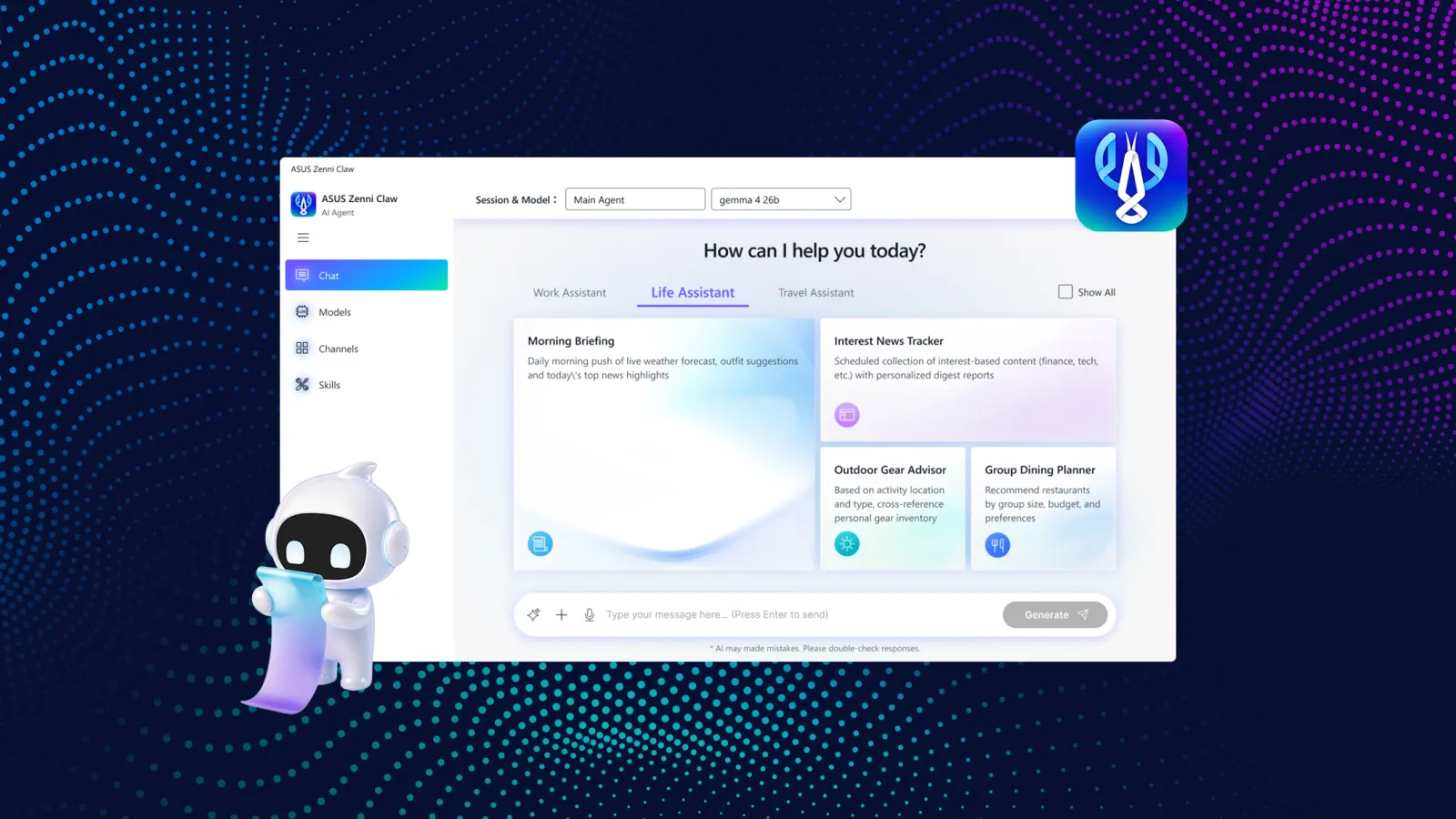 ASUS Zenni Claw agentic AI assistant launches as free beta download